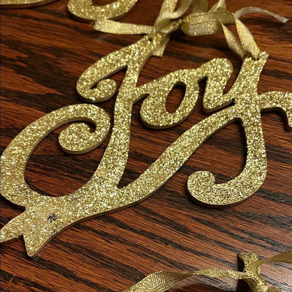 Gold Glitter Joy Holiday Ornament